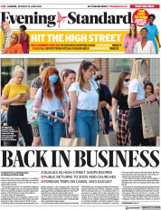 London Evening Standard (UK) Newspaper Front Page for 16 June 2020