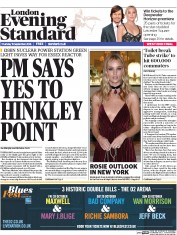 London Evening Standard (UK) Newspaper Front Page for 16 September 2016