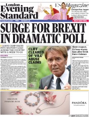 London Evening Standard (UK) Newspaper Front Page for 17 June 2016