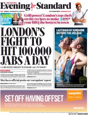 London Evening Standard (UK) Newspaper Front Page for 17 June 2021