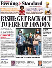 London Evening Standard (UK) Newspaper Front Page for 17 August 2020