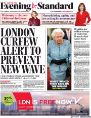 London Evening Standard (UK) Newspaper Front Page for 17 September 2020