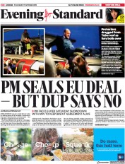 London Evening Standard (UK) Newspaper Front Page for 18 October 2019