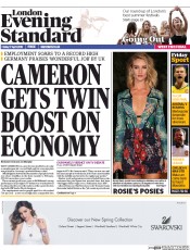 London Evening Standard (UK) Newspaper Front Page for 18 April 2015