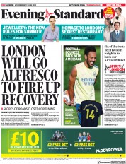 London Evening Standard (UK) Newspaper Front Page for 18 June 2020