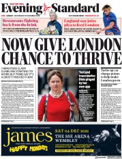 London Evening Standard (UK) Newspaper Front Page for 19 November 2020