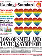 London Evening Standard (UK) Newspaper Front Page for 19 May 2020