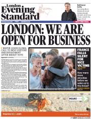 London Evening Standard (UK) Newspaper Front Page for 19 July 2016