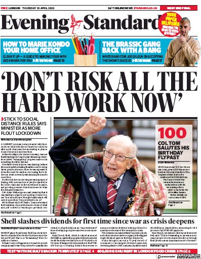 London Evening Standard Newspaper Front Page (UK) for 1 May 2020