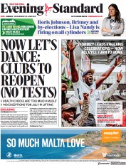 London Evening Standard (UK) Newspaper Front Page for 1 July 2021