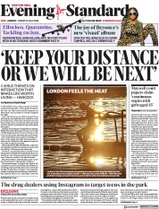 London Evening Standard (UK) Newspaper Front Page for 1 August 2020