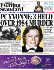 London Evening Standard (UK) Newspaper Front Page for 20 November 2015