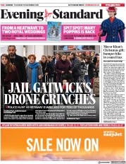 London Evening Standard (UK) Newspaper Front Page for 21 December 2018