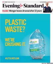 London Evening Standard (UK) Newspaper Front Page for 21 April 2018