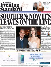 London Evening Standard (UK) Newspaper Front Page for 22 October 2016