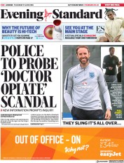 London Evening Standard (UK) Newspaper Front Page for 22 June 2018