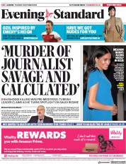 London Evening Standard (UK) Newspaper Front Page for 24 October 2018