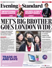 London Evening Standard (UK) Newspaper Front Page for 25 January 2020