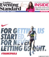 London Evening Standard (UK) Newspaper Front Page for 25 April 2015