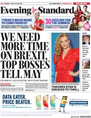 London Evening Standard (UK) Newspaper Front Page for 25 June 2018