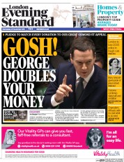 London Evening Standard (UK) Newspaper Front Page for 26 November 2015