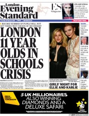 London Evening Standard (UK) Newspaper Front Page for 26 February 2016