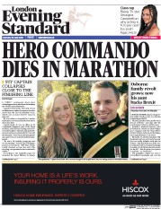 London Evening Standard (UK) Newspaper Front Page for 26 April 2016