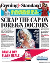 London Evening Standard (UK) Newspaper Front Page for 26 May 2018