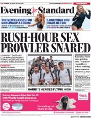 London Evening Standard (UK) Newspaper Front Page for 26 June 2018