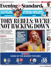 London Evening Standard (UK) Newspaper Front Page for 26 August 2019