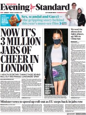 London Evening Standard (UK) Newspaper Front Page for 27 March 2021