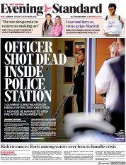 London Evening Standard (UK) Newspaper Front Page for 28 September 2020