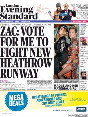 London Evening Standard (UK) Newspaper Front Page for 29 October 2016