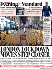 London Evening Standard (UK) Newspaper Front Page for 29 September 2020