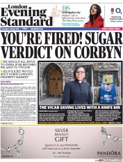 London Evening Standard (UK) Newspaper Front Page for 2 October 2015