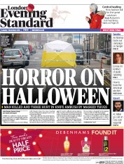 London Evening Standard (UK) Newspaper Front Page for 2 November 2016