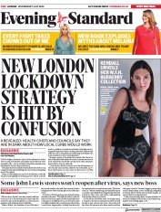 London Evening Standard (UK) Newspaper Front Page for 2 July 2020