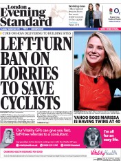 London Evening Standard (UK) Newspaper Front Page for 2 September 2015