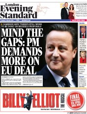 London Evening Standard (UK) Newspaper Front Page for 3 February 2016