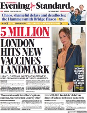 London Evening Standard (UK) Newspaper Front Page for 4 May 2021