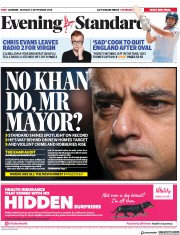 London Evening Standard (UK) Newspaper Front Page for 4 September 2018