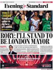 London Evening Standard (UK) Newspaper Front Page for 5 October 2019