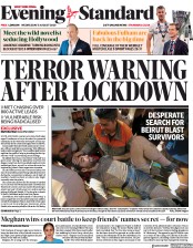 London Evening Standard (UK) Newspaper Front Page for 5 August 2020