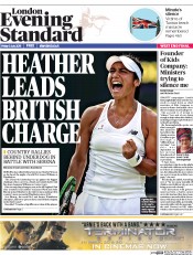 London Evening Standard (UK) Newspaper Front Page for 6 July 2015