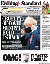 London Evening Standard (UK) Newspaper Front Page for 7 October 2020