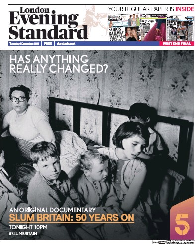 London Evening Standard Newspaper Front Page (UK) for 7 December 2016