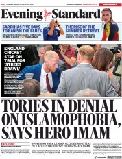 London Evening Standard (UK) Newspaper Front Page for 7 August 2018