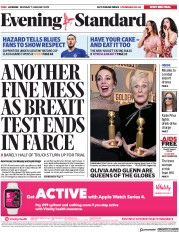 London Evening Standard (UK) Newspaper Front Page for 8 January 2019