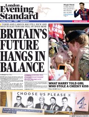 London Evening Standard (UK) Newspaper Front Page for 8 May 2015