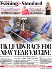 London Evening Standard (UK) Newspaper Front Page for 8 September 2020